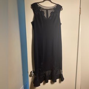 Aidan Mattox navy embroidered dress